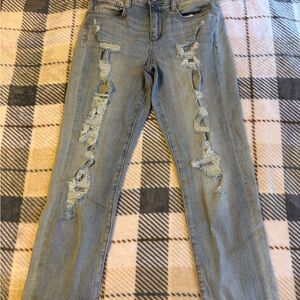 Arizona Jean Company Light Blue Distressed Boot Cut Jeans